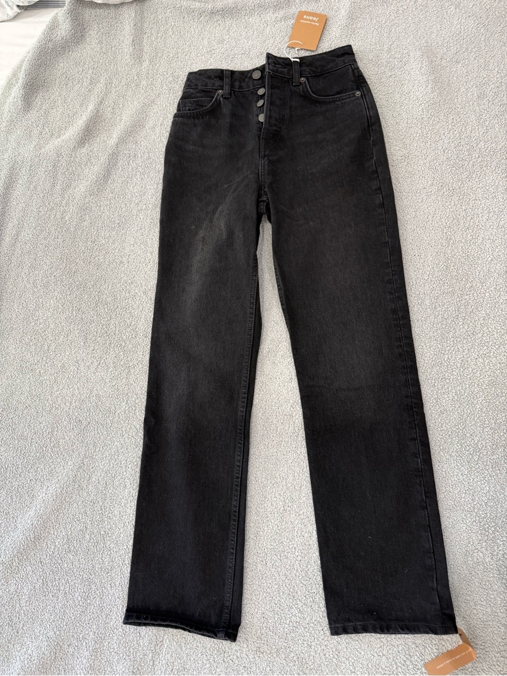 Reformation Black High-Rise Straight Leg Jeans